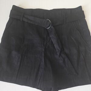 Banana Republic Black Belted Linen Shorts 14 NWOT